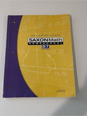 Saxon Math Homeschool 8/7 Prealgebra Workbook tests and worksheets